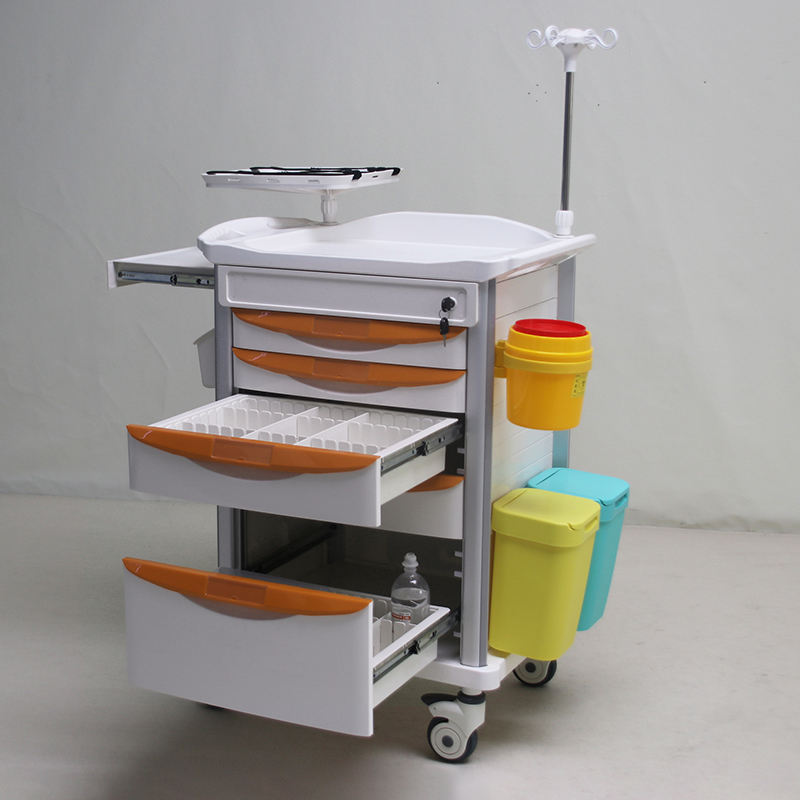 MN-EC005   Medical Hospital Emergency Trolley Nursing Crash Cart  Drug Trolley
