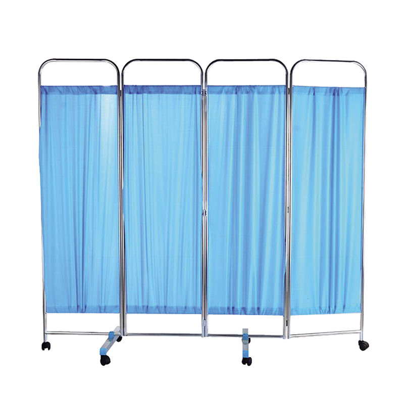 MN-PF001 Hot Sales Stainless Steel Hospital Furniture Ward Curtain Screen  Bed Screens 4 Folding Ward Screen For Hospital