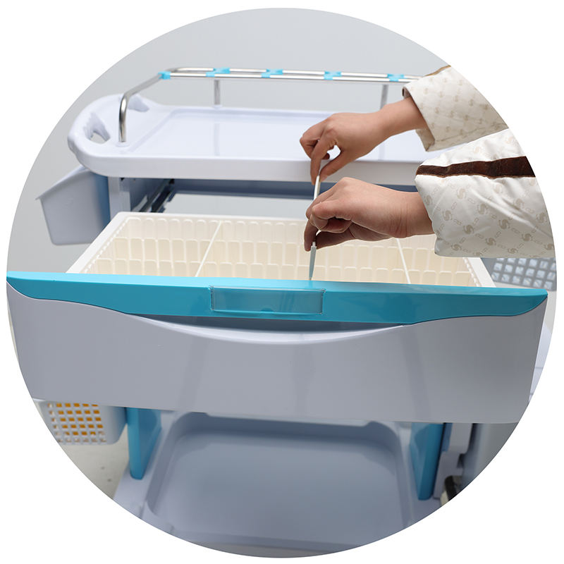 MN-TC010 Medical Furniture ABS Treatment Trolley Cart With Casters