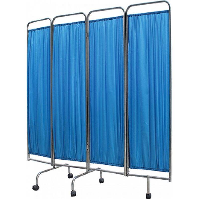 MN-PF001 Hot Sales Stainless Steel Hospital Furniture Ward Curtain Screen  Bed Screens 4 Folding Ward Screen For Hospital