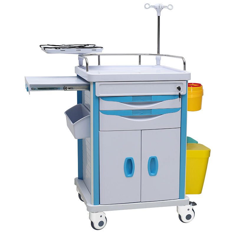 MN-EC002 Adjustable Multifunction ABS Plastic Hospital  Medical Trolley Emergency Trolley