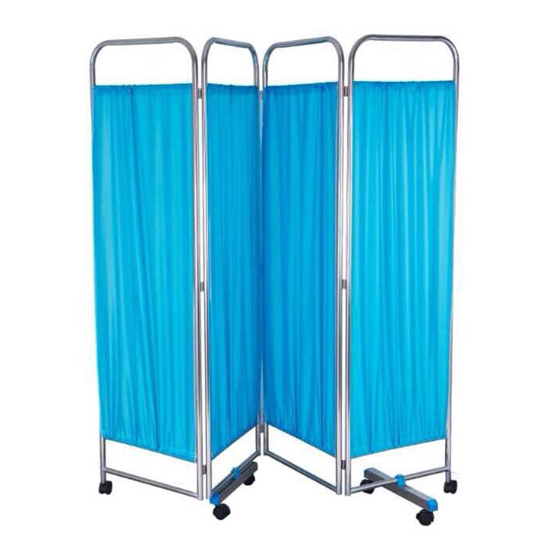 MN-PF001 Hot Sales Stainless Steel Hospital Furniture Ward Curtain Screen  Bed Screens 4 Folding Ward Screen For Hospital