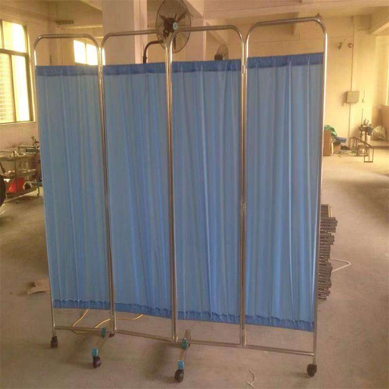 MN-PF001 Hot Sales Stainless Steel Hospital Furniture Ward Curtain Screen  Bed Screens 4 Folding Ward Screen For Hospital