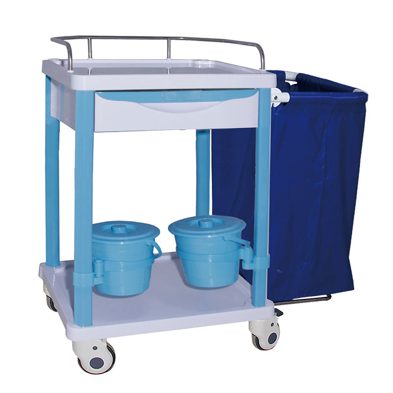 MN--LT006 Hospital Furniture Medical ABS Linen Cart With Dustbin