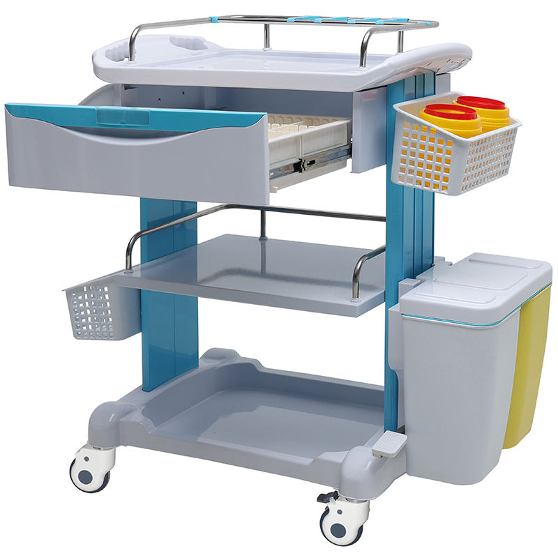 MN-TC010 Medical Furniture ABS Treatment Trolley Cart With Casters