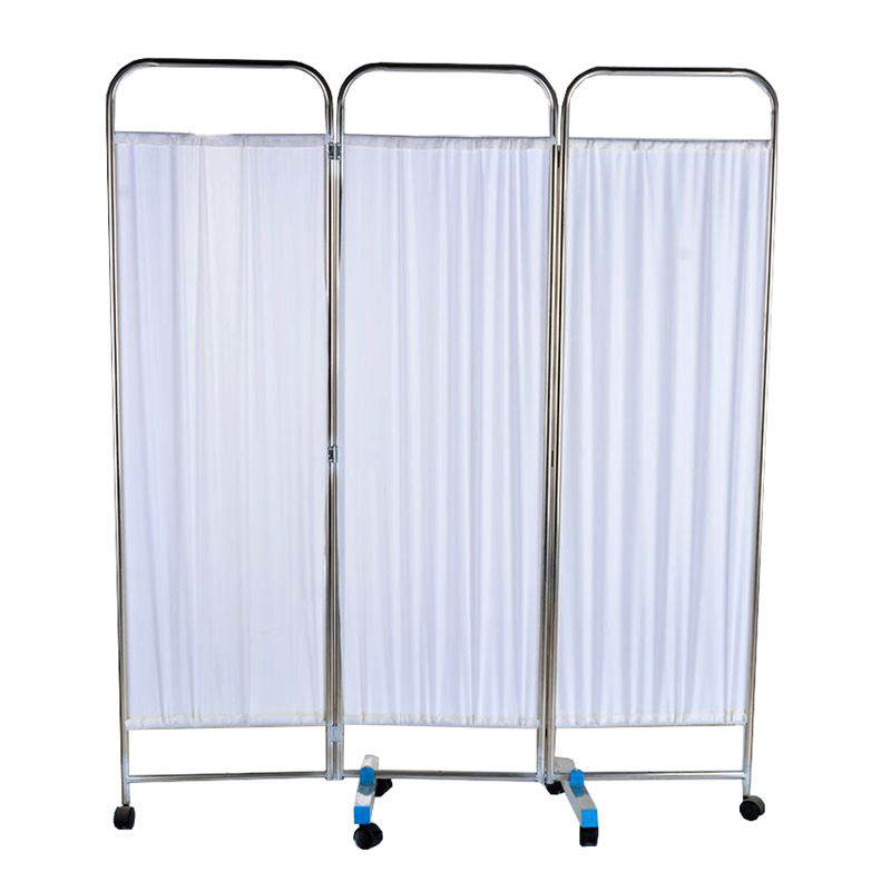 MN-PF001 Hot Sales Stainless Steel Hospital Furniture Ward Curtain Screen  Bed Screens 4 Folding Ward Screen For Hospital