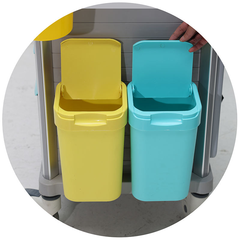 MN-EC004 Hospital Furniture Medical Trolley Emergency Trolley With Hidden Height Adjustable IV pole