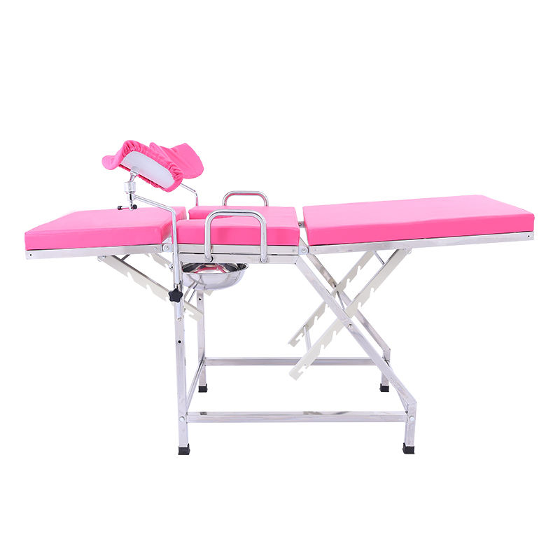 MN-OR009 Hot Selling  Hospital Furniture Manual Power Source Gynecology Examination Bed with Leather Covering Made of Metal