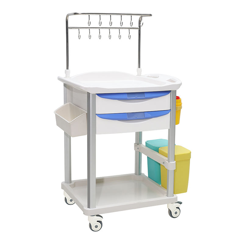 MN-IC005   Clinic Use Medication Equipment Medical Infusion Cart With Double Drawers