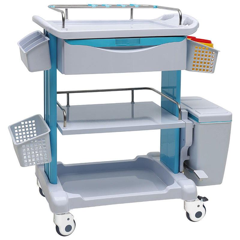 MN-TC010 Medical Furniture ABS Treatment Trolley Cart With Casters