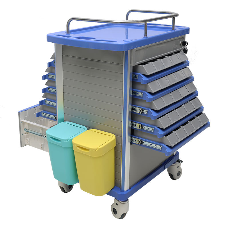 MN-DC001 ABS Plastic Medicine Trolley Treatment Cart Emergency Nursing Cart