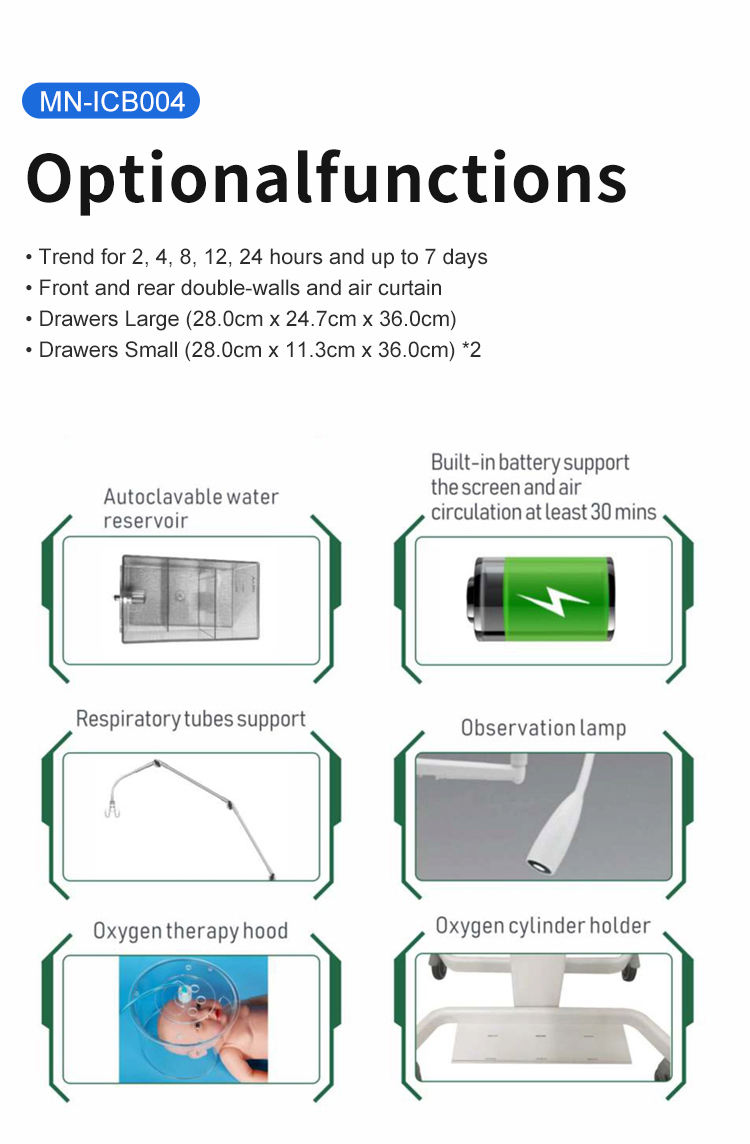 MN-ICB004  High End Medical Portable Baby Infant Incubator Economical  Infant Incubator With Audible and Visual  Alarm Functions
