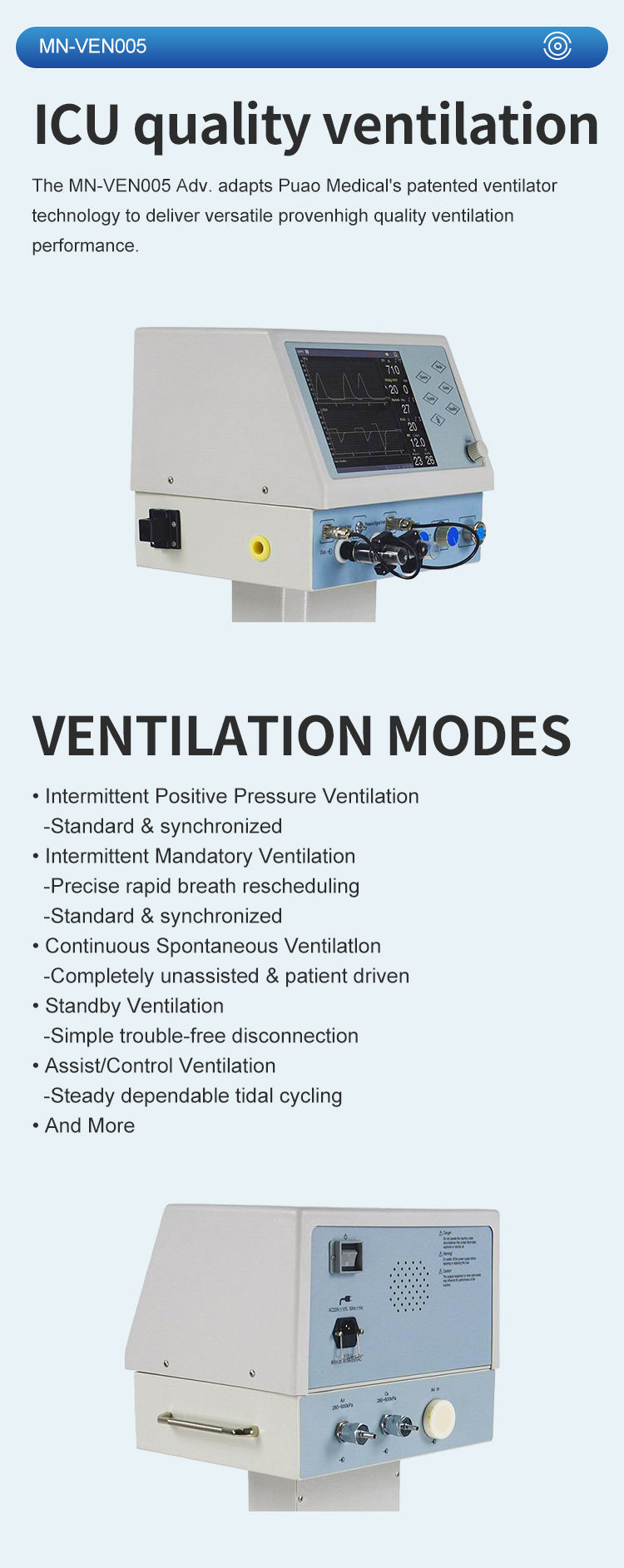 MN-VEN005 Hospital Medical Veterinary Equipment Inhalation Ventilators Available Pet Anesthesia System for Animals