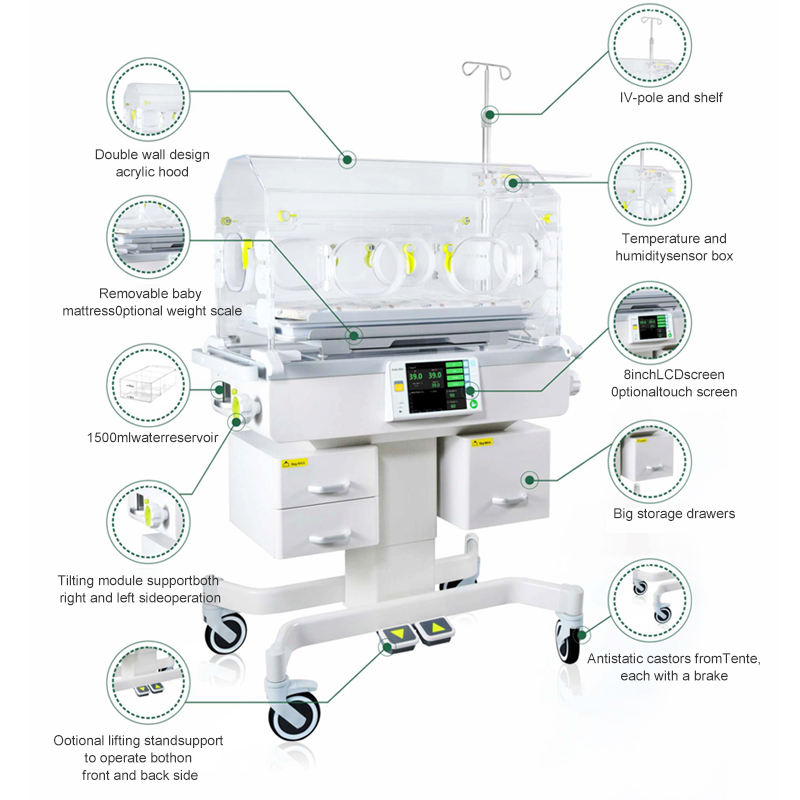 MN-ICB004  High End Medical Portable Baby Infant Incubator Economical  Infant Incubator With Audible and Visual  Alarm Functions