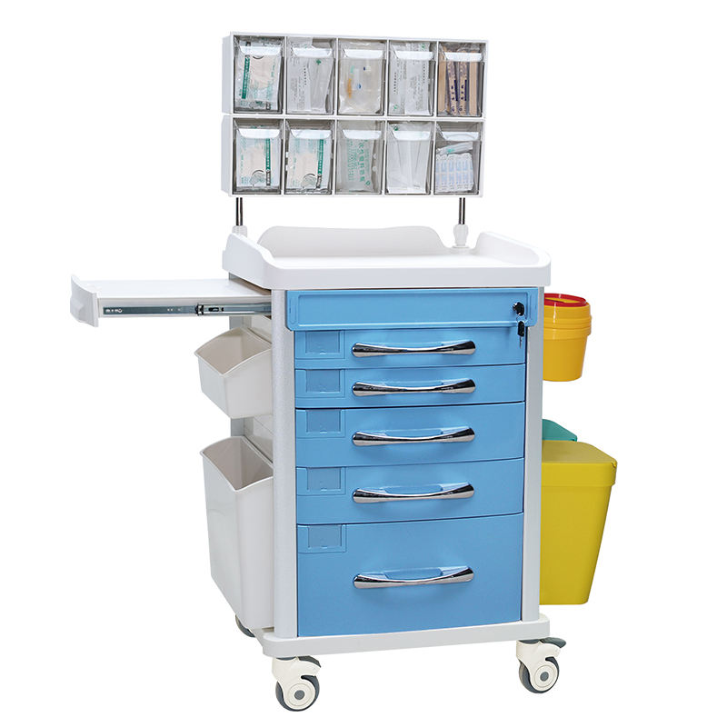 MN-AC007  Hospital Clinic ABS Plastic Anesthesia Trolley Cart With 5 Drawers