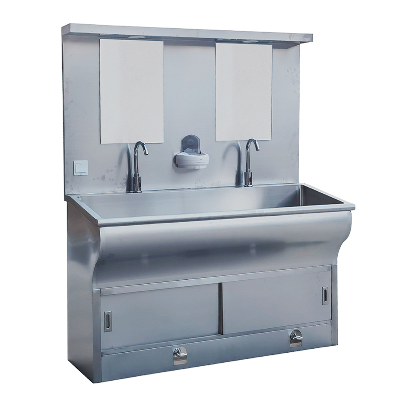 MN-SUS147 Luxury Double-bowl Stainless Steel Sink with Drainer, soap dispenser for Hospital