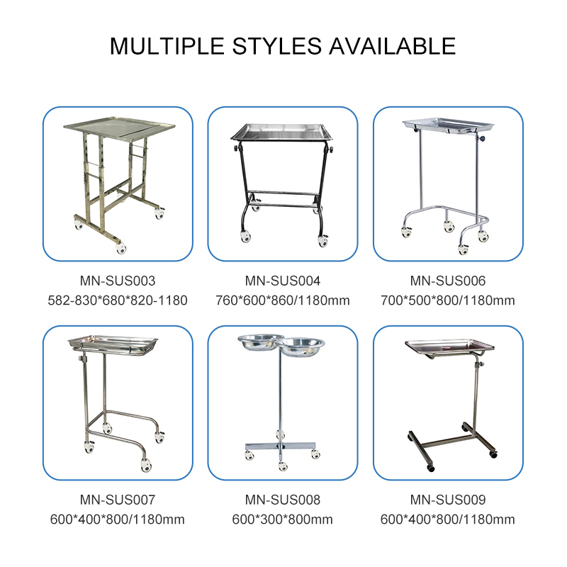 MN-SUS003  Portable Emergency Medical Device Cart  Stainless Steel  Trolley for Hospital Use