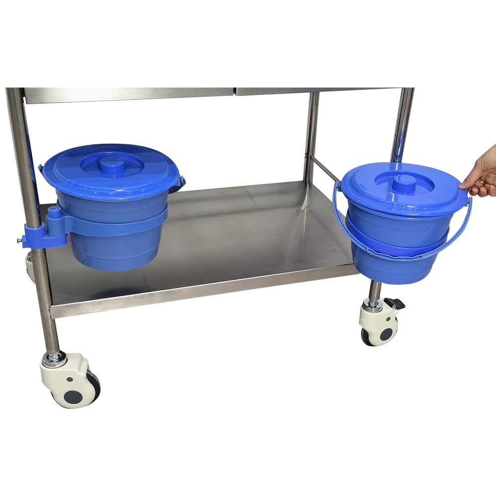 MN-SUS050 Good Quality Stainless Steel Medical Trolley Cart For Hospital Or Clinic Hospital Trolley Cart Mobile with 2 Barrels
